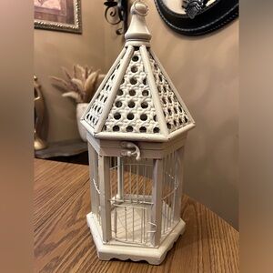 Cottage white wood birdcage - decorative use - top opening - home garden…